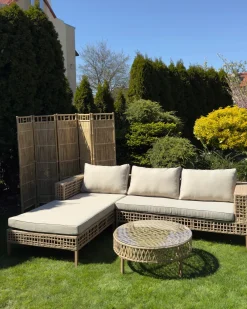 Set da giardino con tavolo 4 posti CALASETTA Lato destro Rattan sintetico (PE) Beige