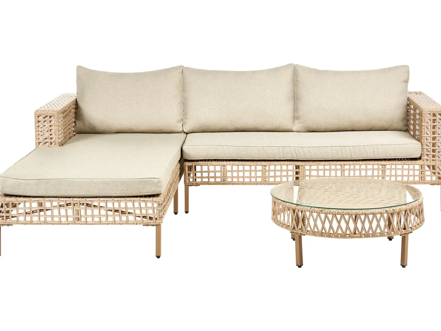 Set da giardino con tavolo 4 posti CALASETTA Lato destro Rattan sintetico (PE) Beige
