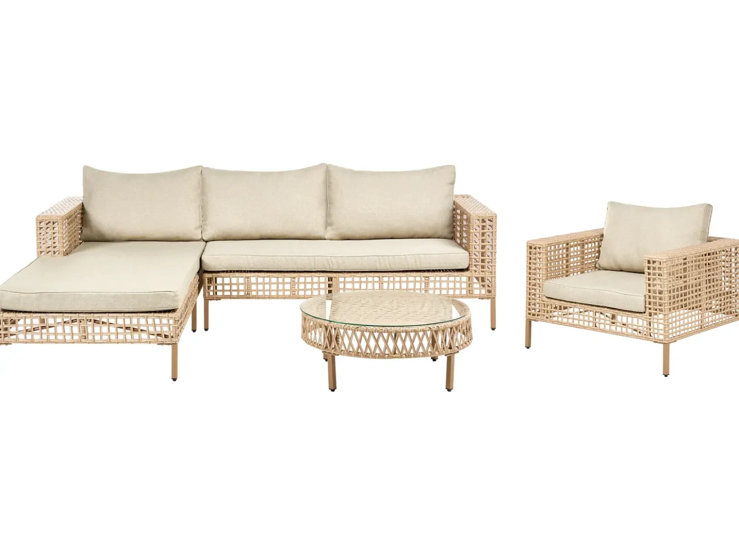 Set da giardino con tavolo 4 posti CALASETTA Lato destro Rattan sintetico (PE) Beige