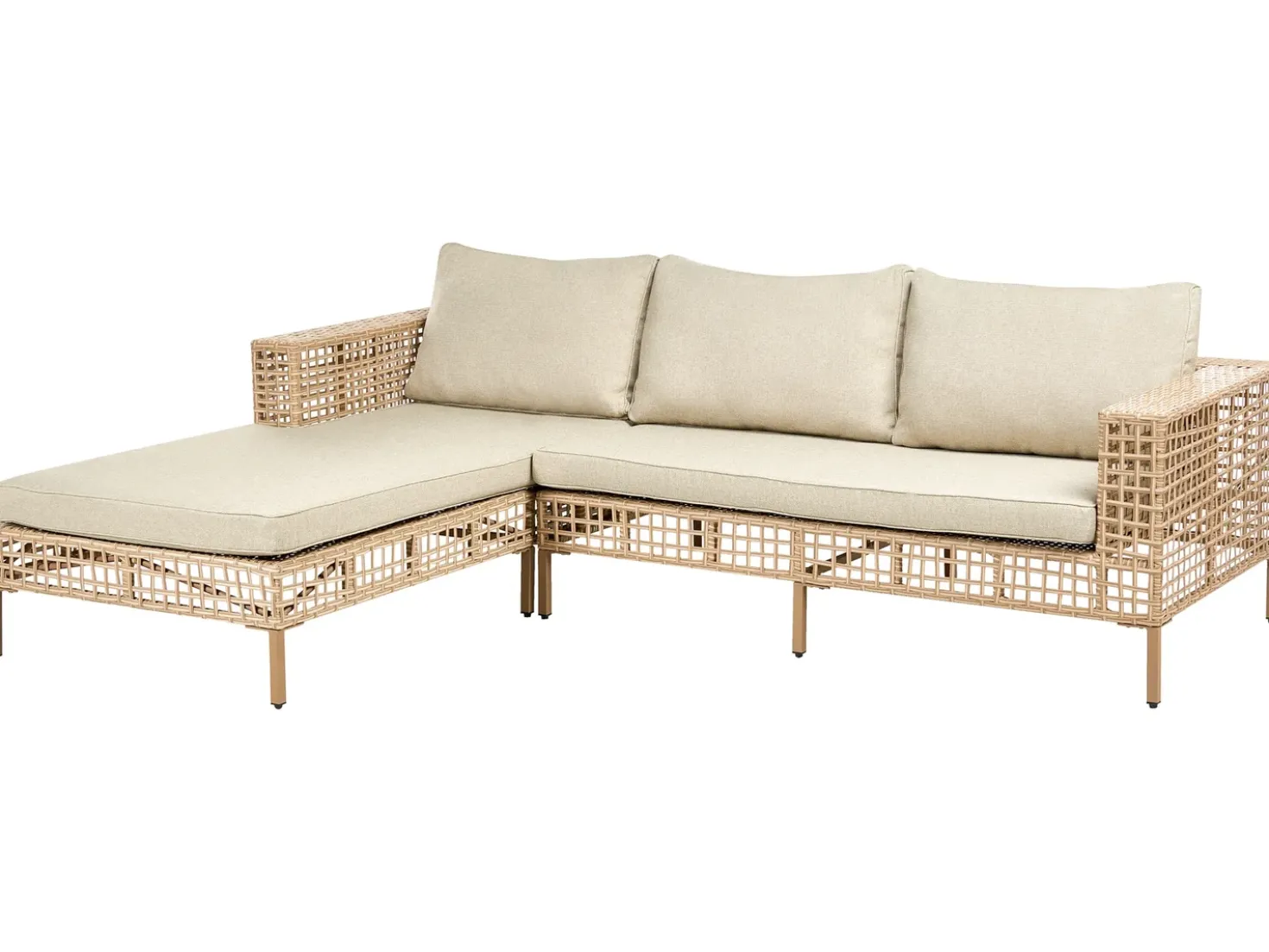 Set da giardino con tavolo 4 posti CALASETTA Lato destro Rattan sintetico (PE) Beige