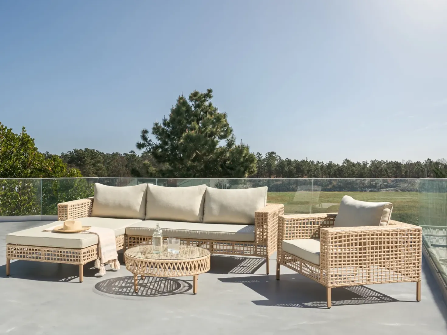 Set da giardino con tavolo 4 posti CALASETTA Lato destro Rattan sintetico (PE) Beige