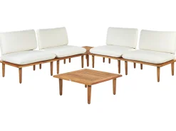 Set da giardino con tavolo 4 posti FRASCATI Modulare Legno di acacia certificato Bianco sporco
