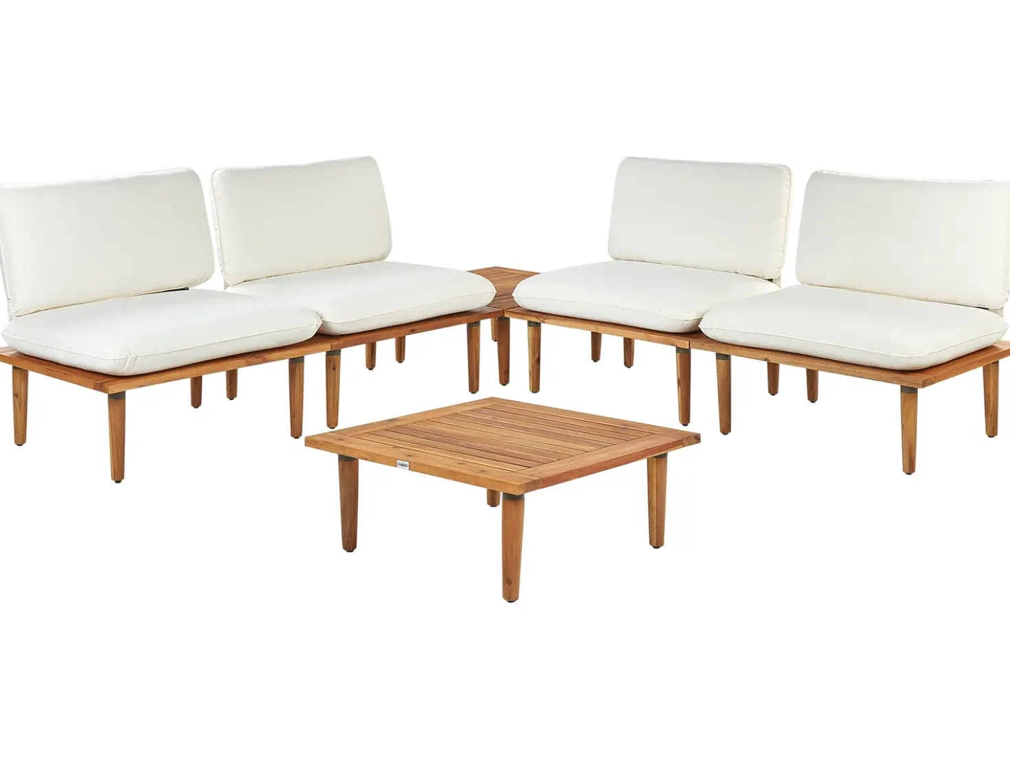 Set da giardino con tavolo 4 posti FRASCATI Modulare Legno di acacia certificato Bianco sporco