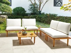 Set da giardino con tavolo 4 posti FRASCATI Modulare Legno di acacia certificato Bianco sporco