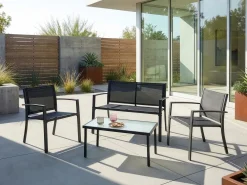 Set da giardino con tavolo 4 posti TAVOLETO Metallo Grigio scuro