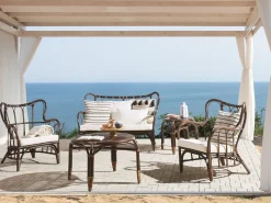 Set da giardino con tavolo 4 posti BRINDISI Rattan Marrone scuro