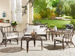 Set da giardino con tavolo 4 posti BRINDISI Rattan Marrone scuro