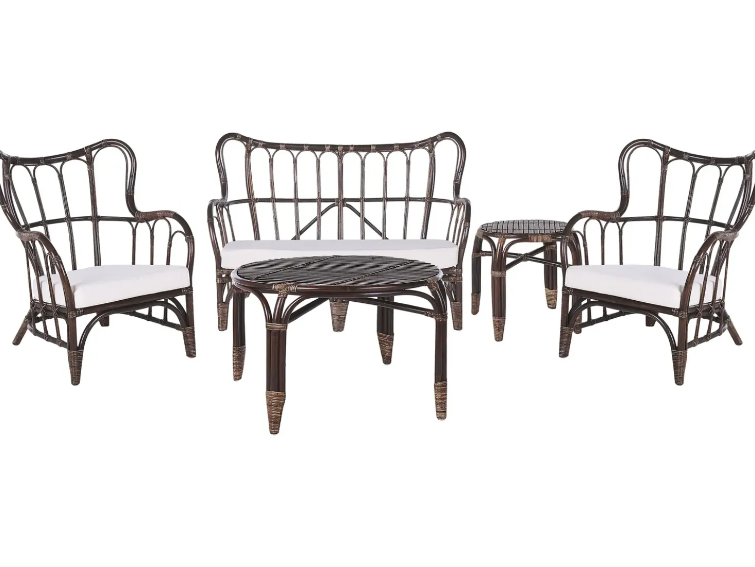 Set da giardino con tavolo 4 posti BRINDISI Rattan Marrone scuro