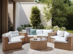 Set da giardino con tavolo 9 posti SEVERO Rattan sintetico (PE) Beige sabbia