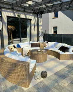 Set da giardino con tavolo 9 posti SEVERO Rattan sintetico (PE) Beige sabbia