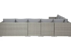 Set da giardino con tavolo 8 posti XXL Lato destro Modulare Rattan sintetico (PE) Grigio