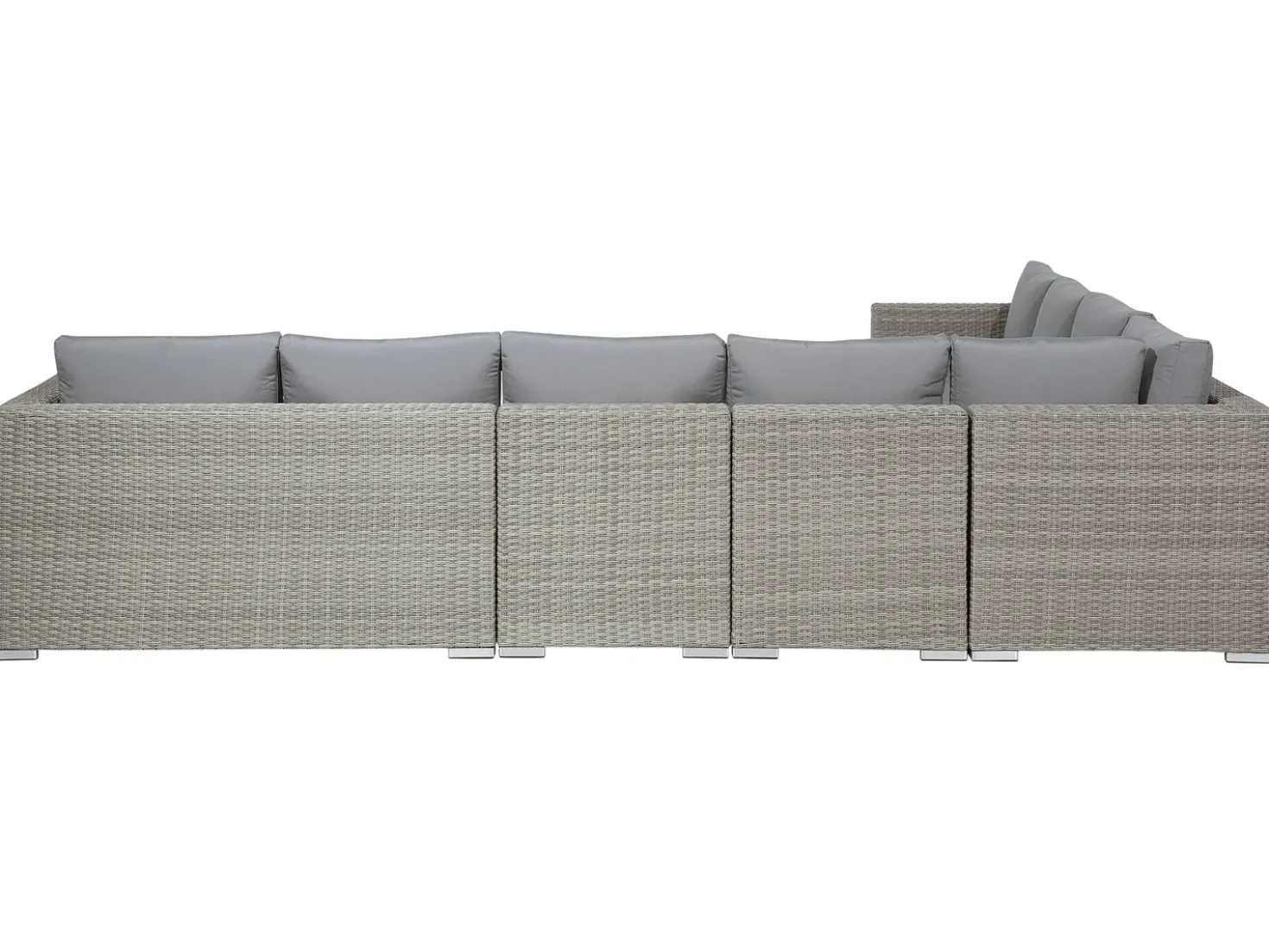 Set da giardino con tavolo 8 posti XXL Lato destro Modulare Rattan sintetico (PE) Grigio