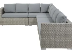Set da giardino con tavolo 8 posti XXL Lato destro Modulare Rattan sintetico (PE) Grigio