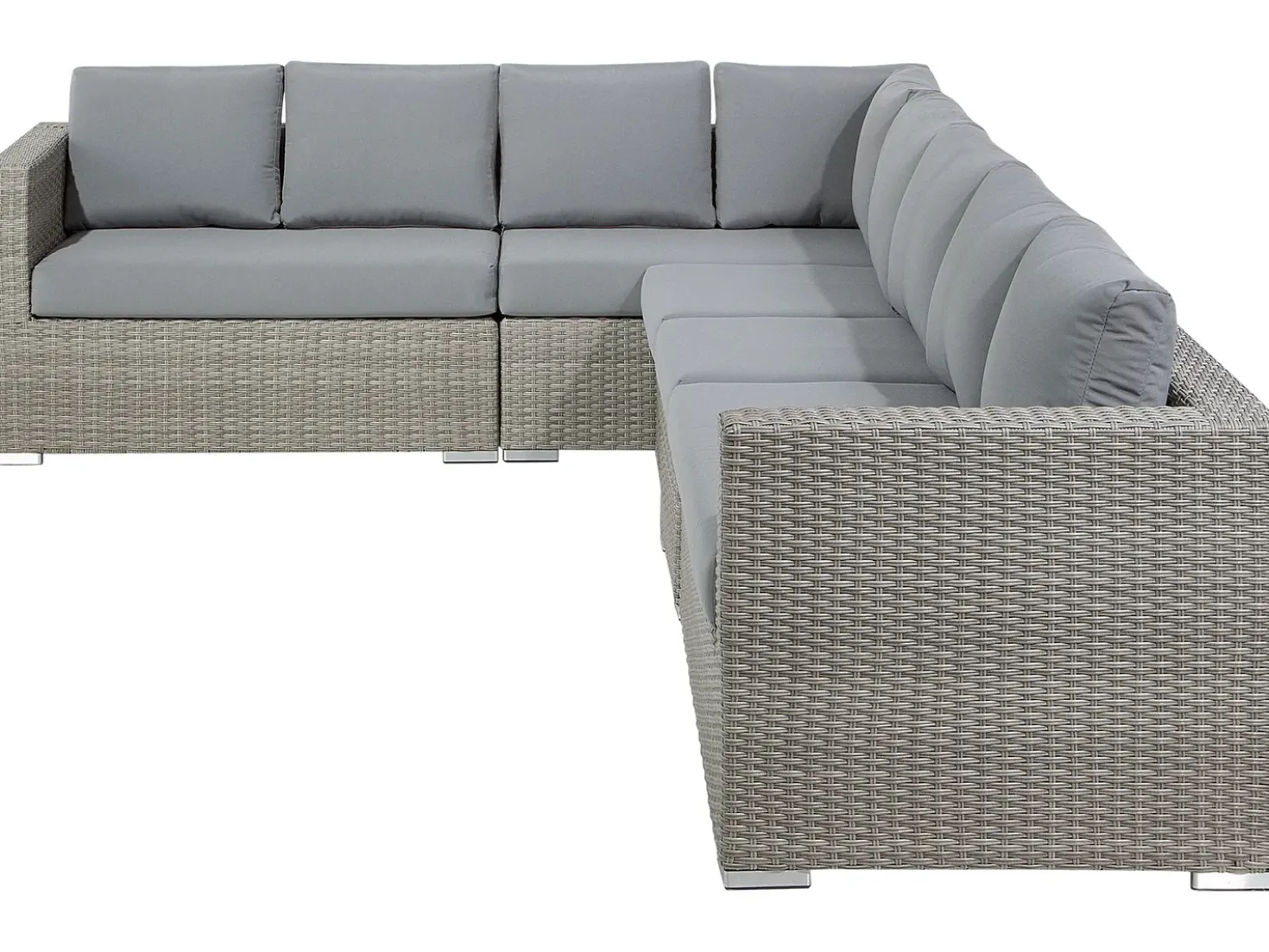 Set da giardino con tavolo 8 posti XXL Lato destro Modulare Rattan sintetico (PE) Grigio