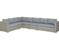 Set da giardino con tavolo 8 posti XXL Lato destro Modulare Rattan sintetico (PE) Grigio
