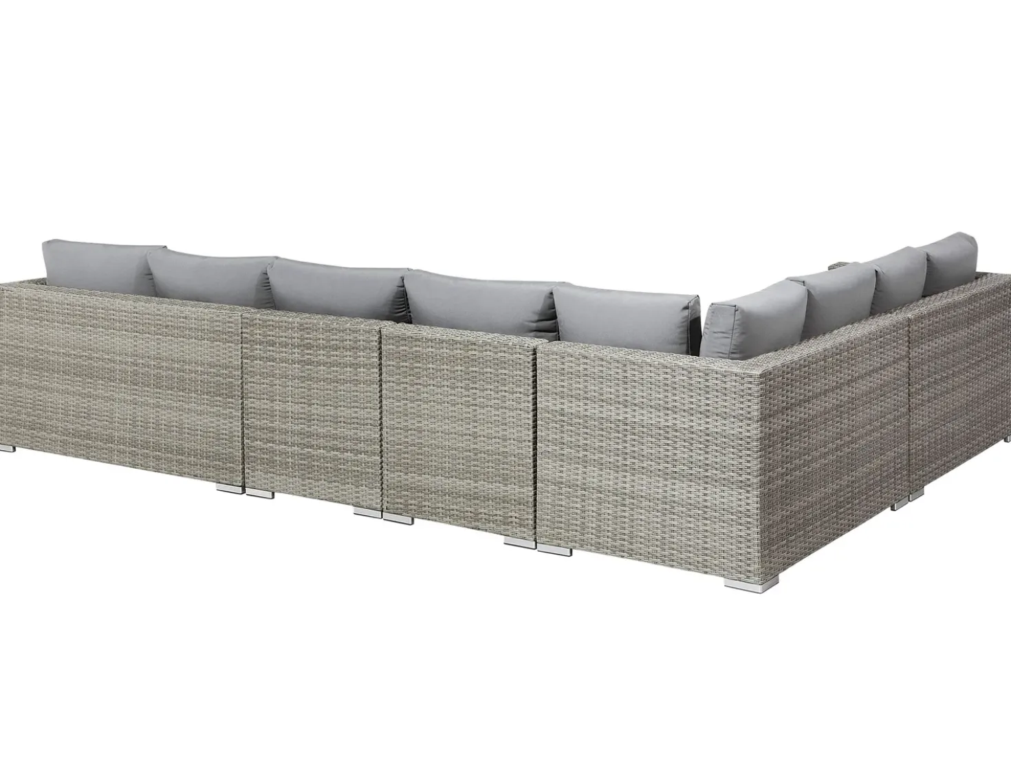 Set da giardino con tavolo 8 posti XXL Lato destro Modulare Rattan sintetico (PE) Grigio