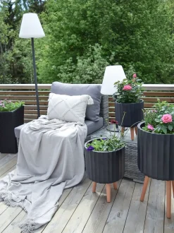 Set da giardino con tavolo 8 posti XXL Lato destro Modulare Rattan sintetico (PE) Grigio