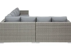 Set da giardino con tavolo 8 posti XXL Lato destro Modulare Rattan sintetico (PE) Grigio