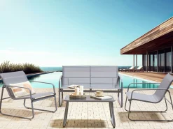Set da giardino con tavolo 4 posti BARREA Metallo Grigio