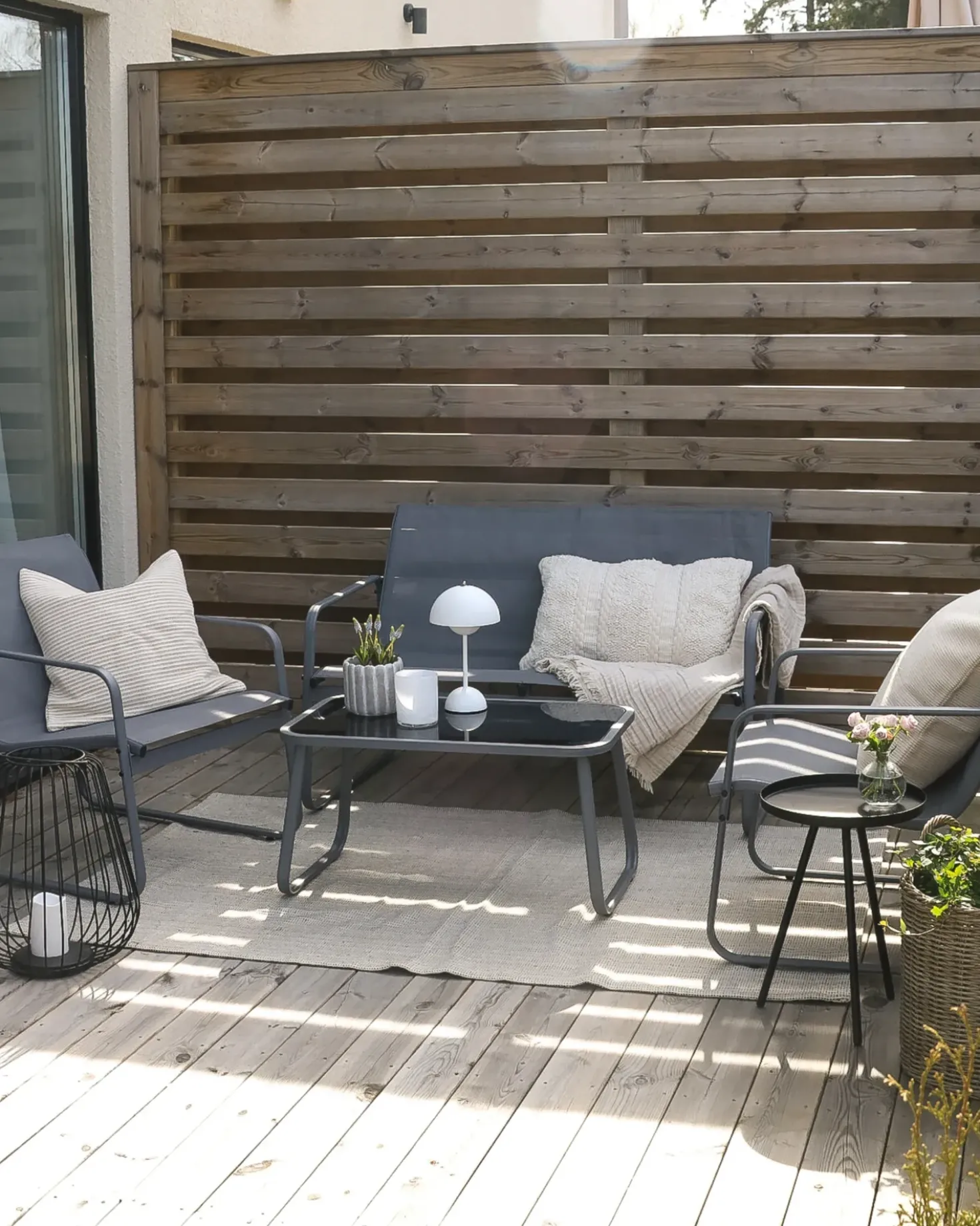 Set da giardino con tavolo 4 posti BARREA Metallo Grigio