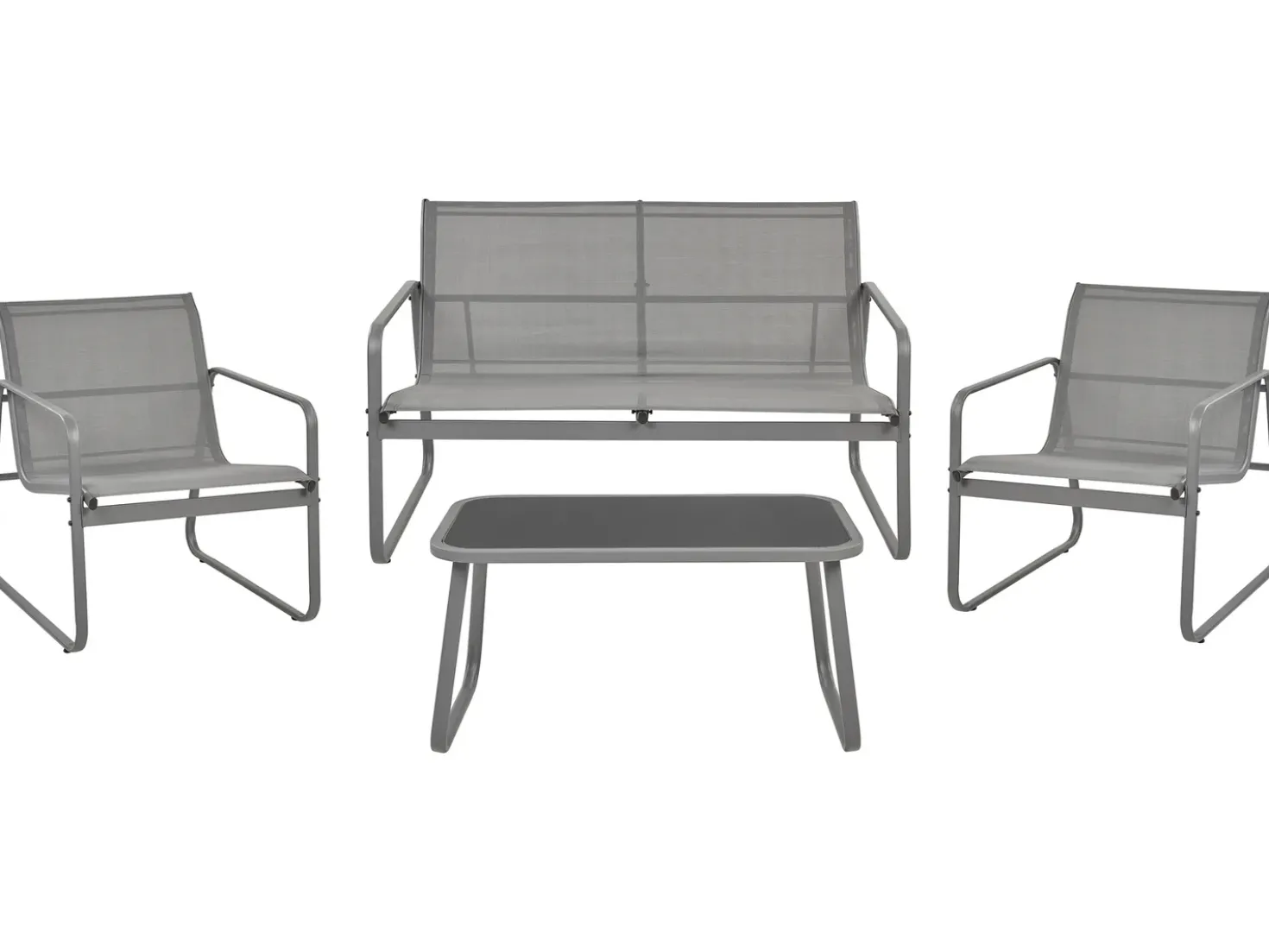 Set da giardino con tavolo 4 posti BARREA Metallo Grigio