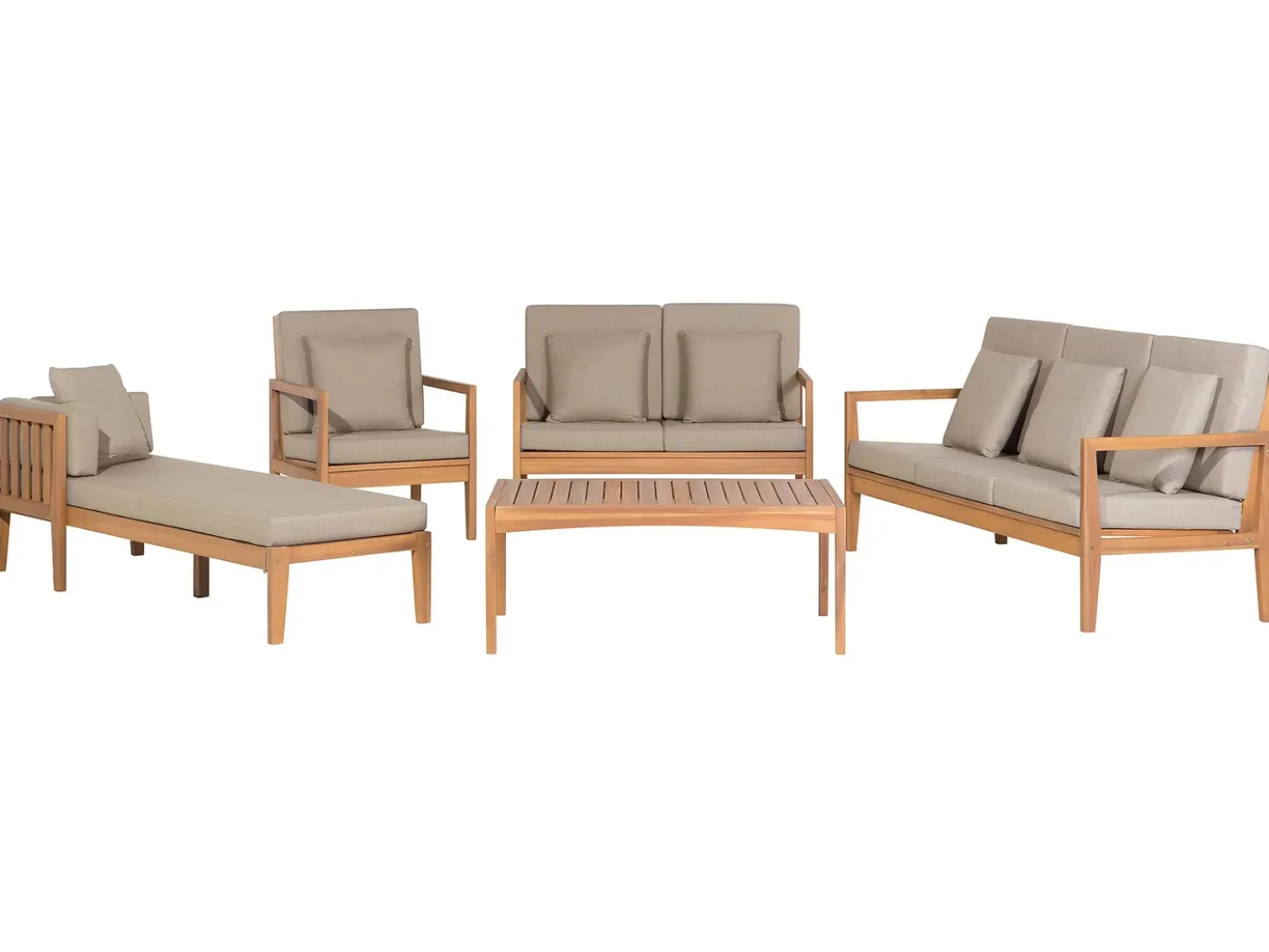 Set da giardino con tavolo 7 posti PATAJA Legno di acacia certificato Marrone chiaro