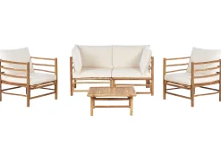 Set da giardino con tavolo 4 posti CERRETO Bambù Bianco sporco