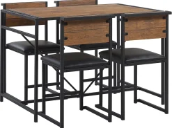 Set da pranzo BURTON Marrone/Nero 4 posti