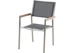 Set da pranzo da giardino 4 posti COSOLETO/GROSSETO Vetro temperato Effetto marmo Grigio