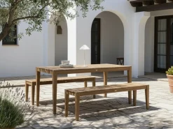 Set da pranzo da giardino con panche 6 posti CHIOGGIA Legno di acacia certificato Marrone chiaro