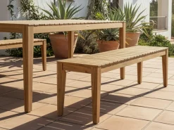 Set da pranzo da giardino con panche 6 posti CHIOGGIA Legno di acacia certificato Marrone chiaro