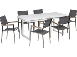 Set da pranzo da giardino 6 posti VALCANETTO/GROSSETO Metallo Grigio/Bianco