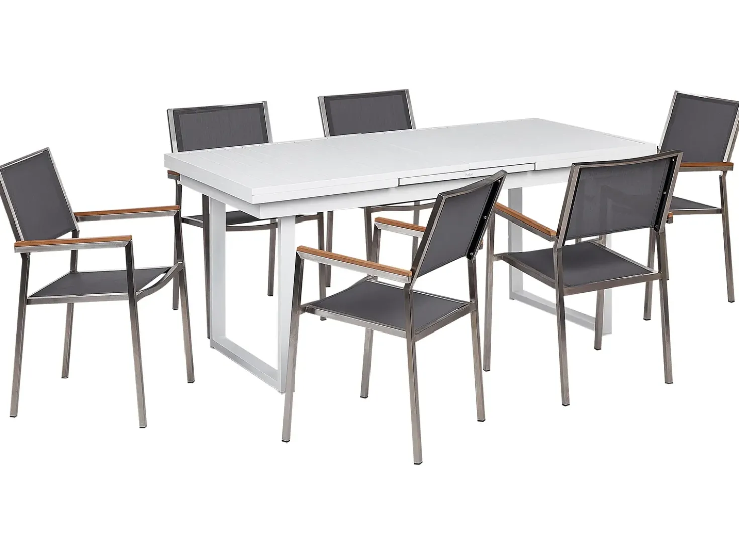 Set da pranzo da giardino 6 posti VALCANETTO/GROSSETO Metallo Grigio/Bianco