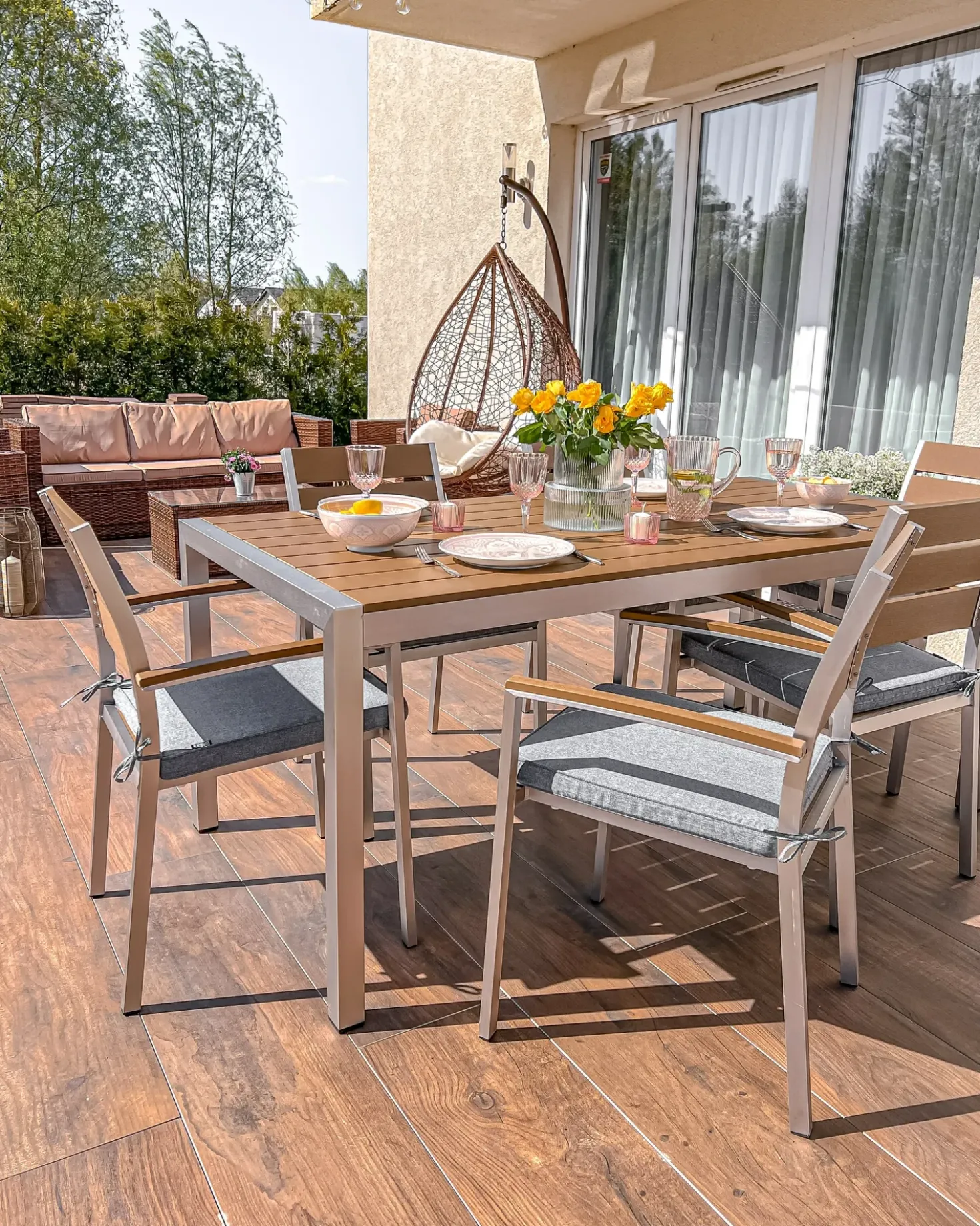 Set da pranzo da giardino 6 posti VERNIO Marrone