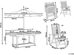 Set da pranzo da giardino 6 posti AMANTEA con Ombrellone Legno d'acacia Rosso