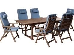 Set da pranzo da giardino 6 posti AMANTEA PREMIUM Legno d'acacia Blu
