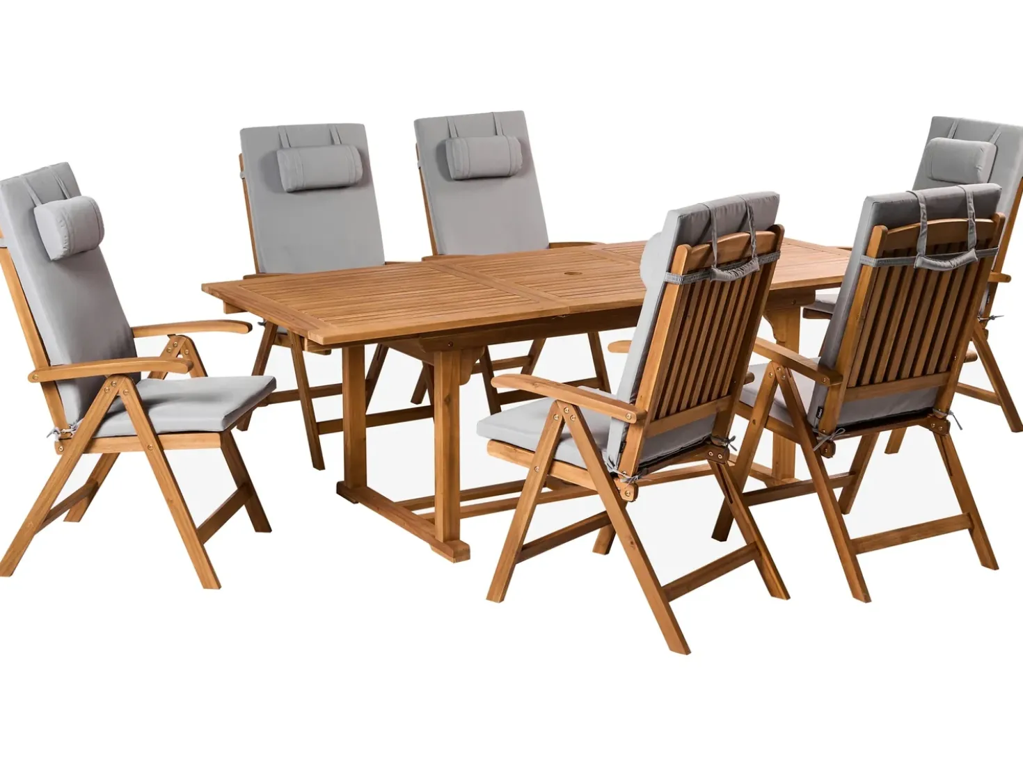 Set da pranzo da giardino 6 posti JAVA PREMIUM Legno d'acacia Grigio chiaro