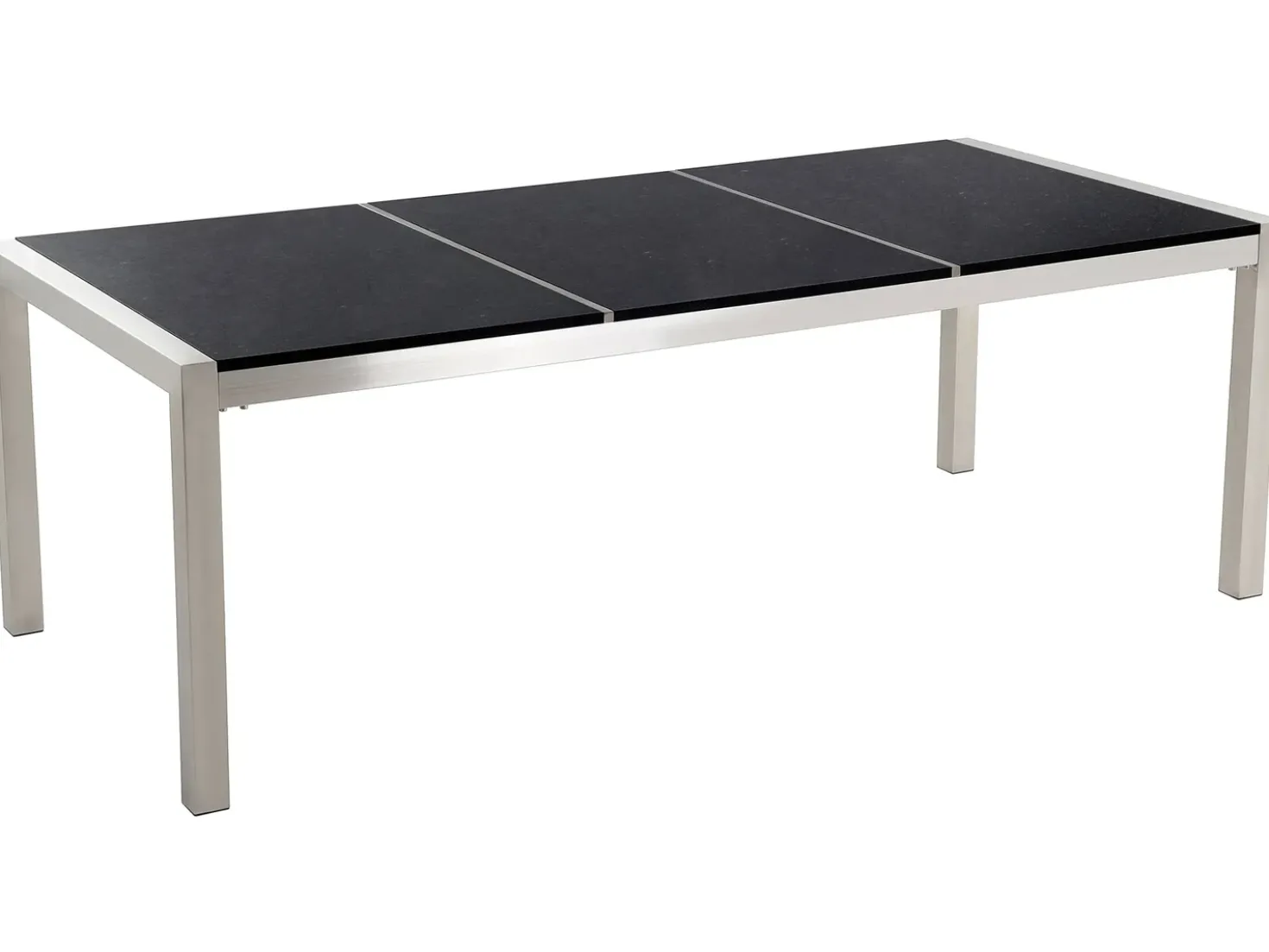 Set da pranzo da giardino 8 posti GROSSETO Piastra tripla Granito Lucido Nero/Bianco