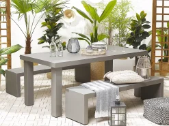 Set da pranzo da giardino con panche 4 posti TARANTO Cemento Grigio
