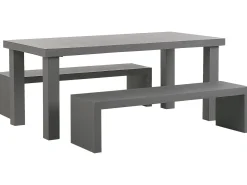 Set da pranzo da giardino con panche 4 posti TARANTO Cemento Grigio