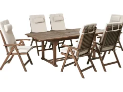 Set da pranzo da giardino 6 posti AMANTEA PREMIUM Legno d'acacia Beige chiaro