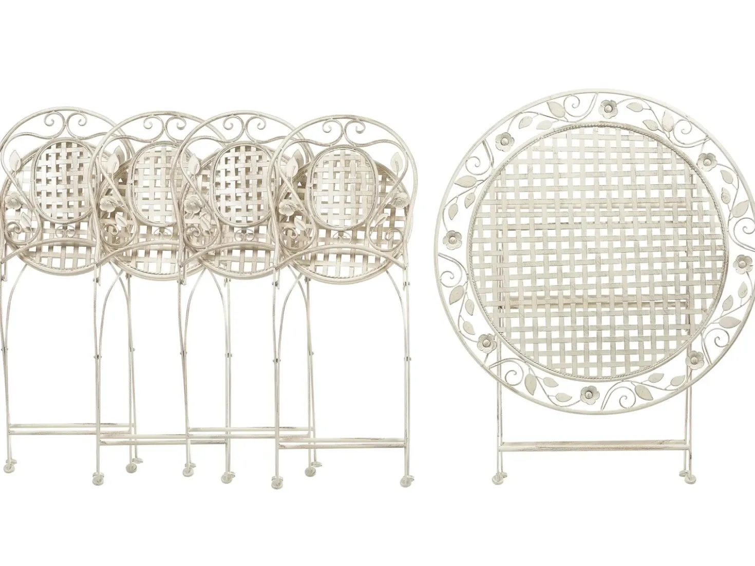 Set da pranzo da giardino 4 posti BIVIO Pieghevole Metallo Bianco sporco