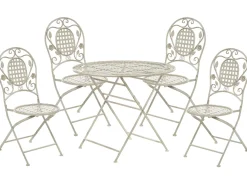 Set da pranzo da giardino 4 posti BIVIO Pieghevole Metallo Bianco sporco