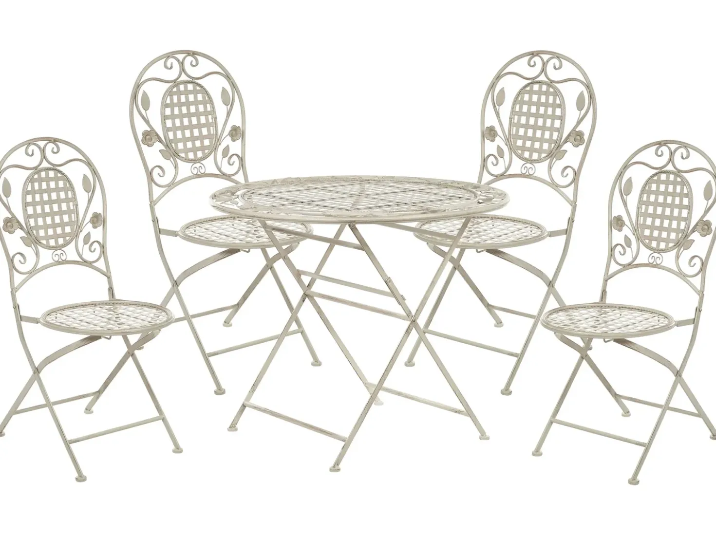 Set da pranzo da giardino 4 posti BIVIO Pieghevole Metallo Bianco sporco
