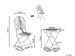 Set da pranzo da giardino 4 posti BIVIO Pieghevole Metallo Bianco sporco