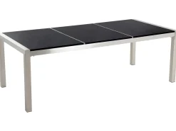 Set da pranzo da giardino 8 posti GROSSETO Piastra tripla Granito Lucido Nero/Grigio