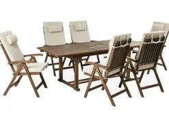 Set da pranzo da giardino 6 posti AMANTEA PREMIUM Legno d'acacia Tortora