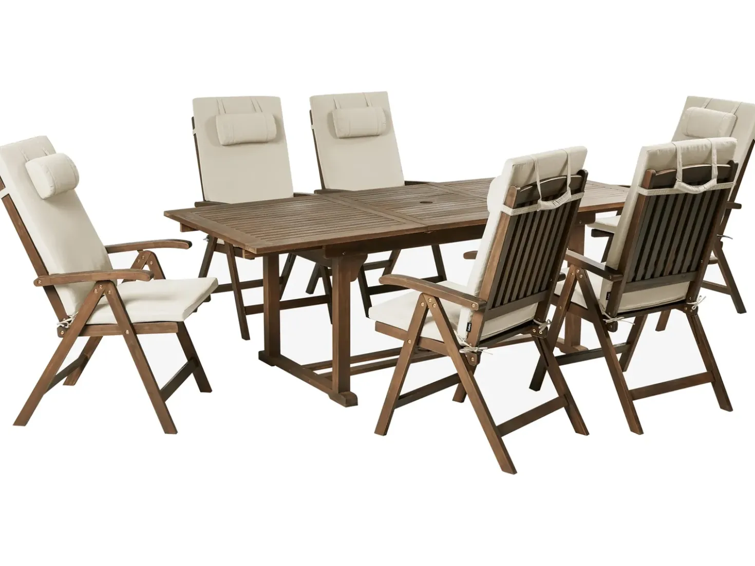 Set da pranzo da giardino 6 posti AMANTEA PREMIUM Legno d'acacia Tortora