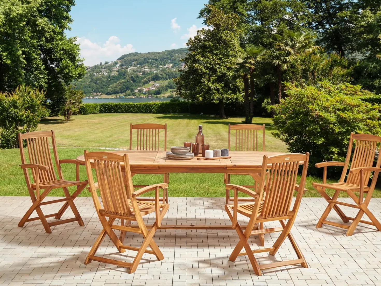 Set da pranzo da giardino 6 posti MAUI II Legno d'acacia Marrone chiaro