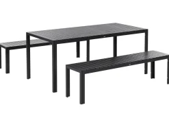 Set da pranzo da giardino con panche 6 posti NARDO Nero